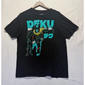 Crunchyroll My Hero Academia T Shirt Mens Large‎ Black Graphic Vigilante Deku